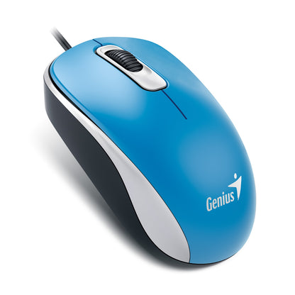 Genius DX-110 Wired USB Mouse, 1000 DPI Optical Tracking, 1.5m Cable, Blue