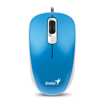 Genius DX-110 Wired USB Mouse, 1000 DPI Optical Tracking, 1.5m Cable, Blue