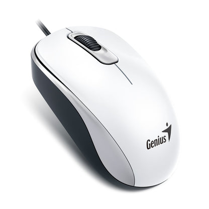 Genius DX-110 Wired USB Mouse, 1000 DPI Optical Tracking, 1.5m Cable, White