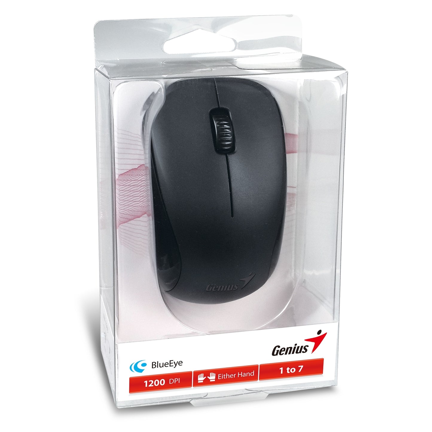Genius NX-7000 Wireless Mouse, 2.4 GHz with USB Pico Receiver, 1200 DPI, Black