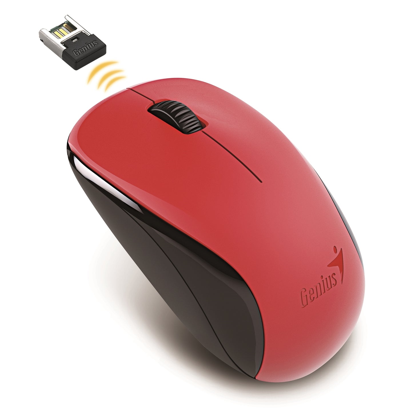 Genius NX-7000 Wireless Mouse, 2.4 GHz with USB Pico Receiver, 1200 DPI, Red