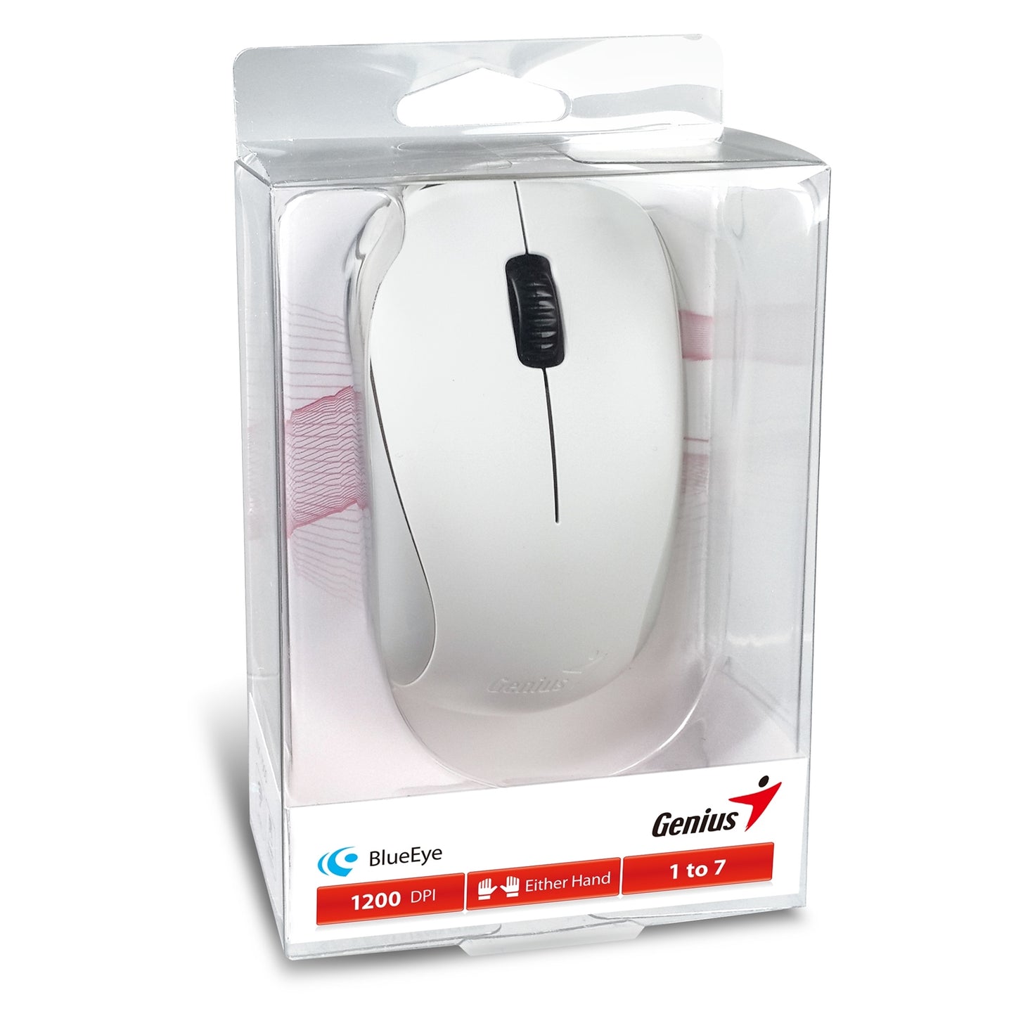 Genius NX-7000 Wireless Mouse, 2.4 GHz with USB Pico Receiver, 1200 DPI, White