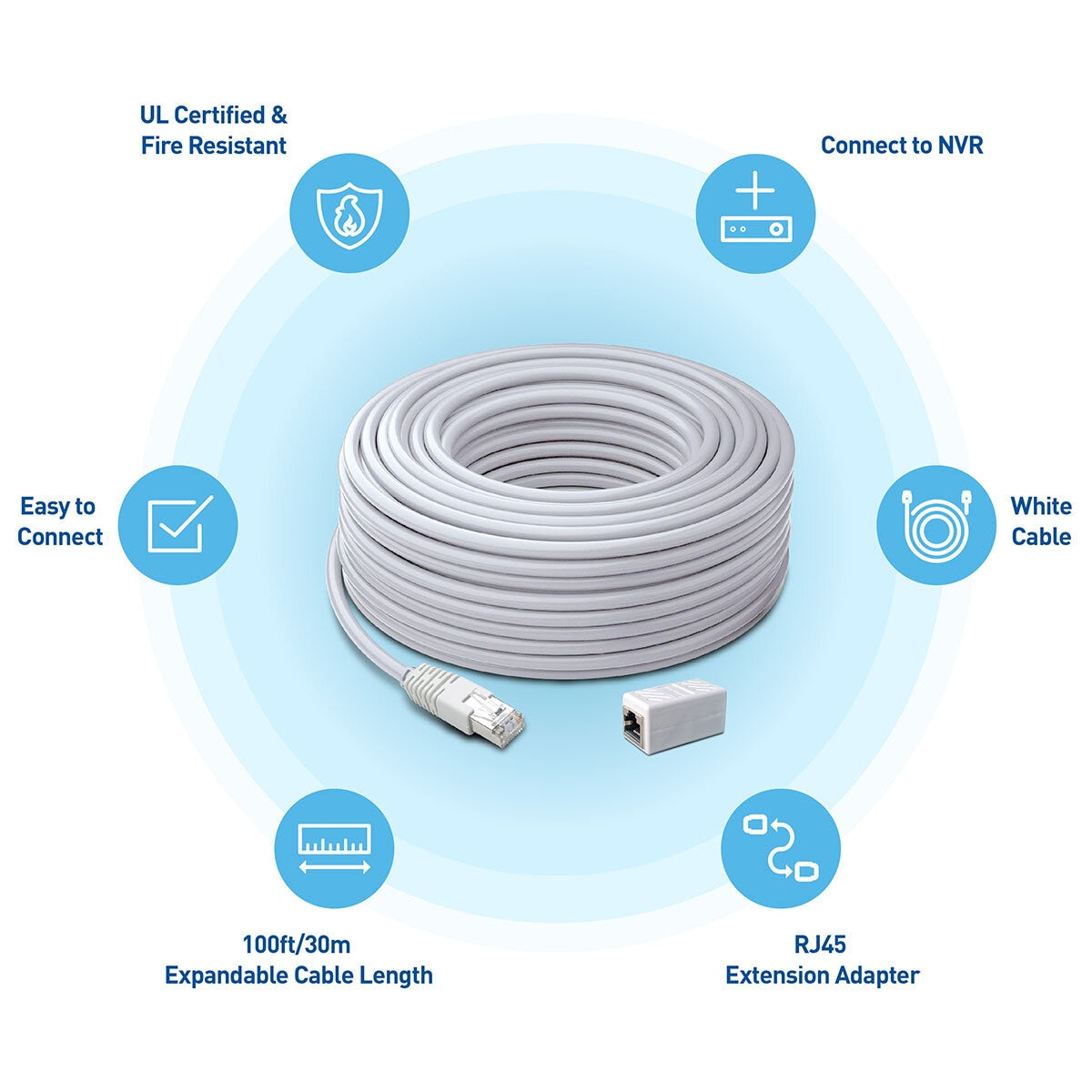 Swann Network Extension Cable 30m (100ft), SWNHD-30MCAT5E-GL