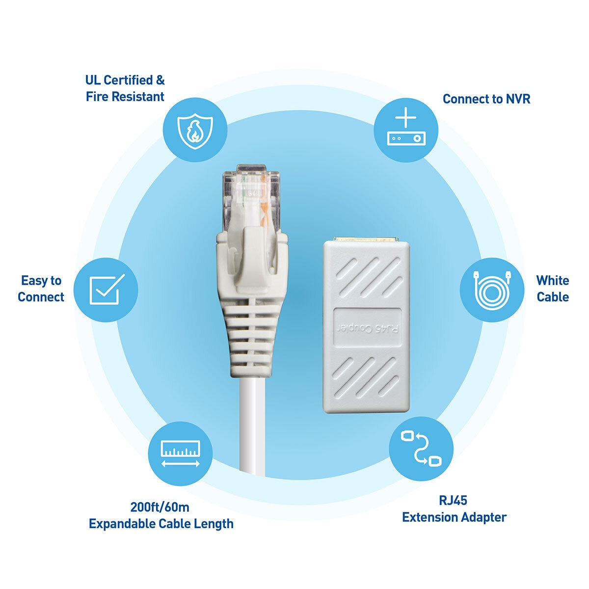 Swann 60m/200ft Network Extension Cable, SWNHD-60MCAT5E-GL