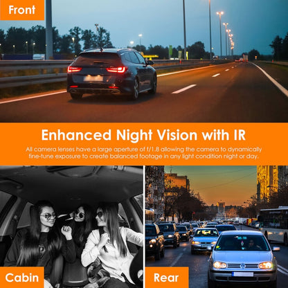 Rexing V2 Pro AI Dash Cam with 3 Channel Recording - Front, Cabin & Rear
