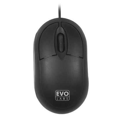 Evo Labs MO-001 Wired USB Mini Mouse, 800 DPI Optical Tracking, Matte Black