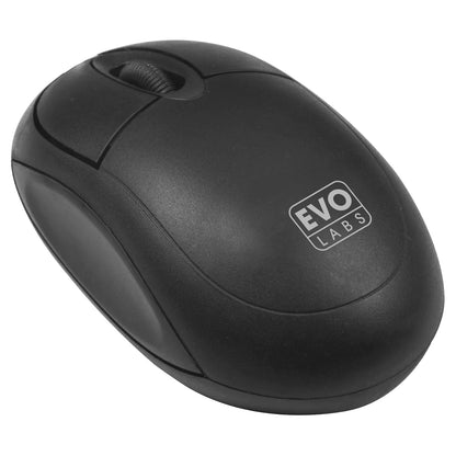Evo Labs MO-001 Wired USB Mini Mouse, 800 DPI Optical Tracking, Matte Black
