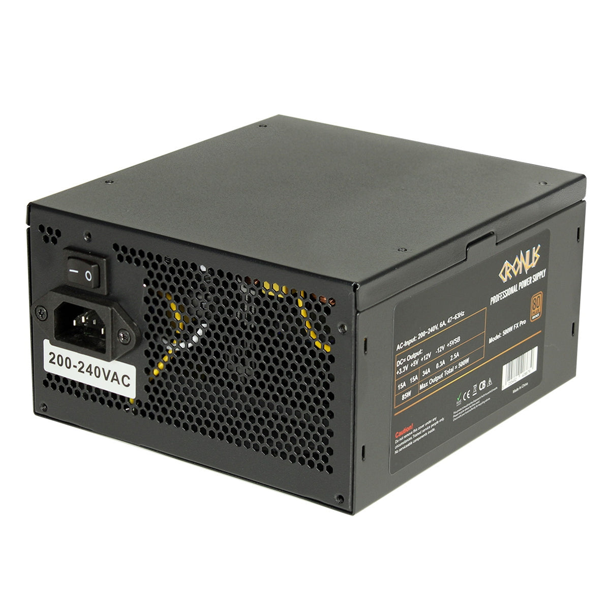 CRONUS 500ATV FX PRO 500W PSU, 140mm Silent Cooling Fan, 80+ Bronze, Non Modula