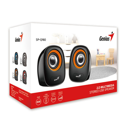 Genius SP-Q160 2.0 Desktop Speakers, Stereo Sound, USB Powered, Grey