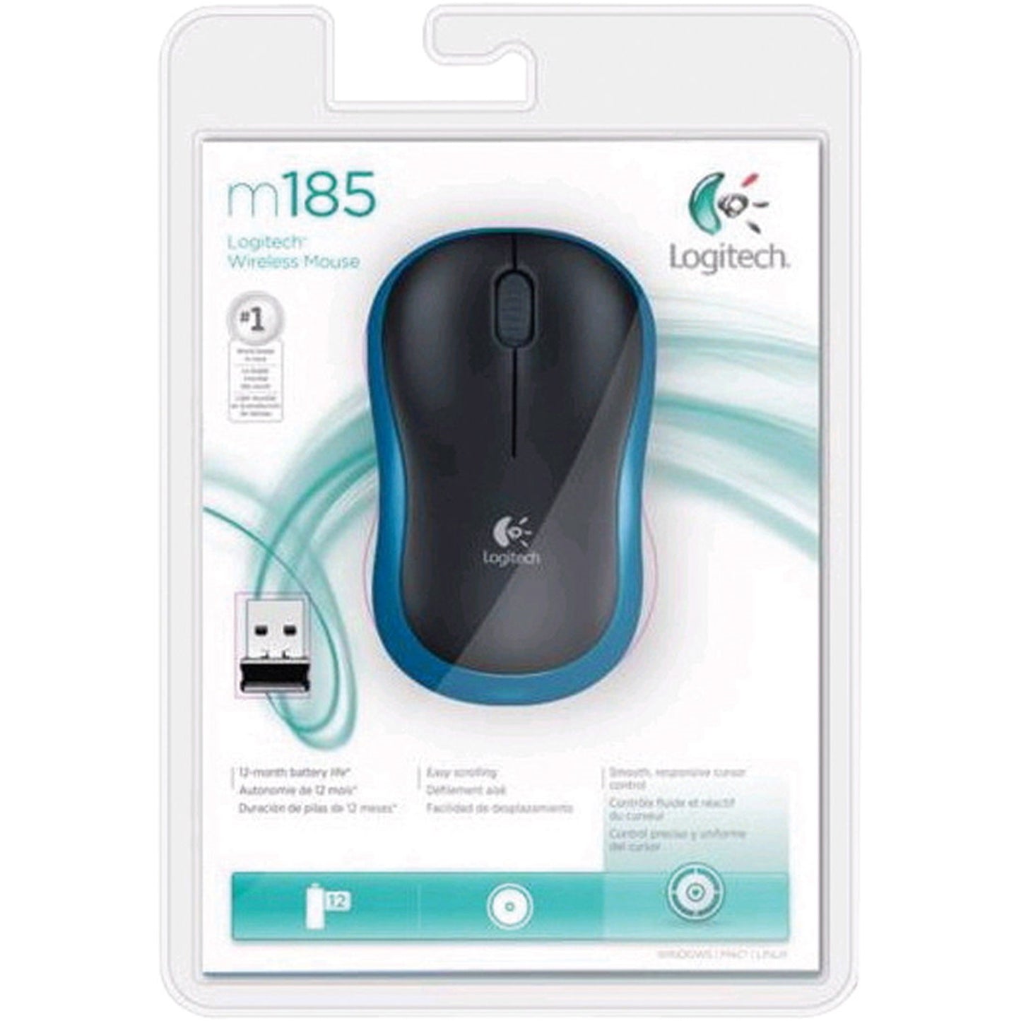 Logitech M185 Wireless Mouse - Black & Blue