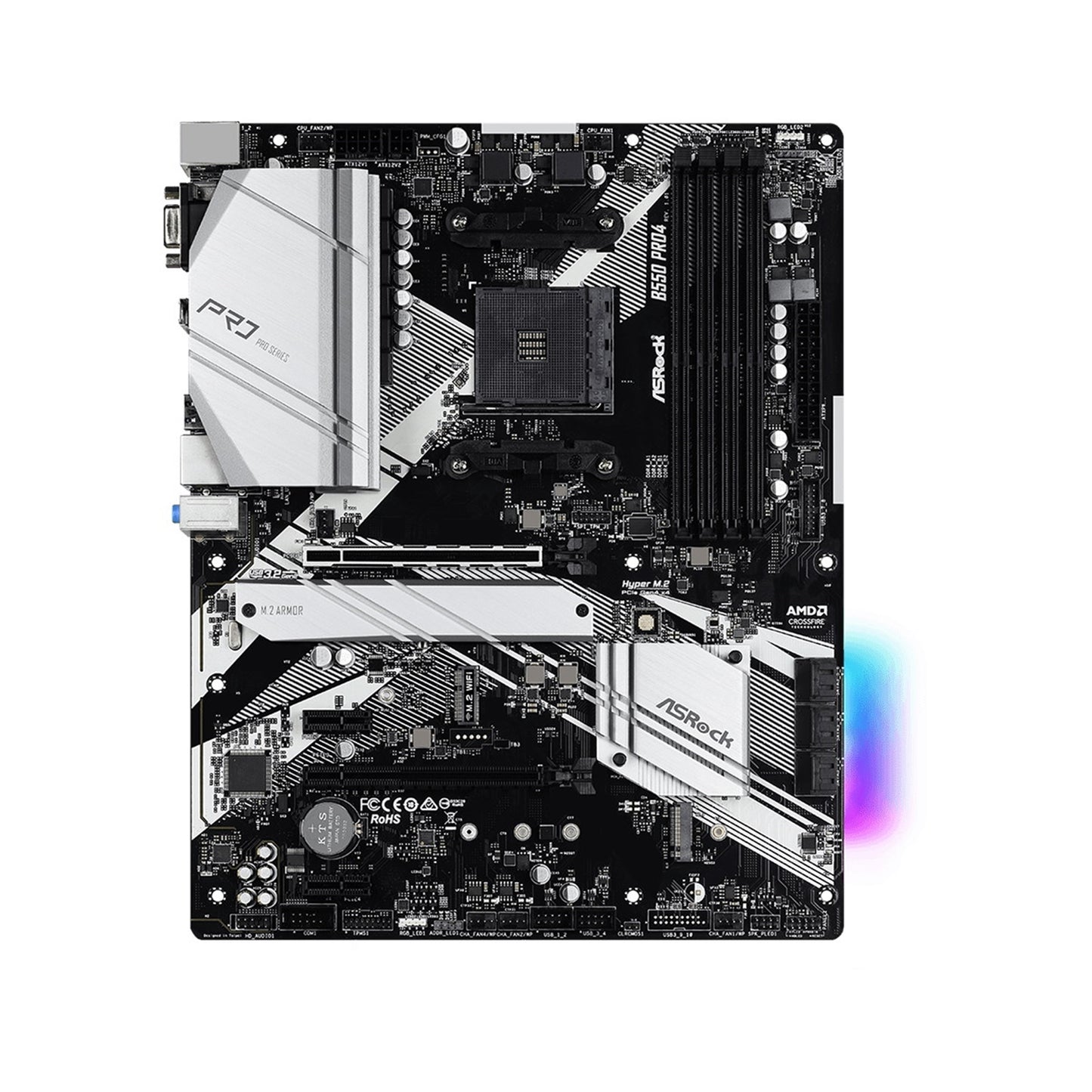 ASRock B550 Pro4 AMD AM4 Socket Motherboard, ATX, 4x DDR4 Slots, 2x M.2 LAN HDM