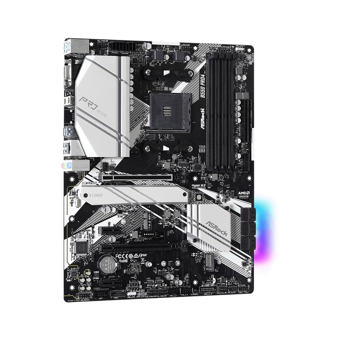 ASRock B550 Pro4 AMD AM4 Socket Motherboard, ATX, 4x DDR4 Slots, 2x M.2 LAN HDM