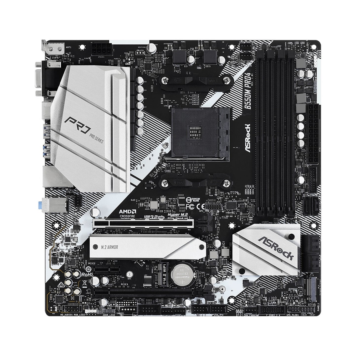 ASRock B550M Pro4 AMD AM4 Socket Motherboard, Micro-ATX DDR4 M2 LAN HDMI