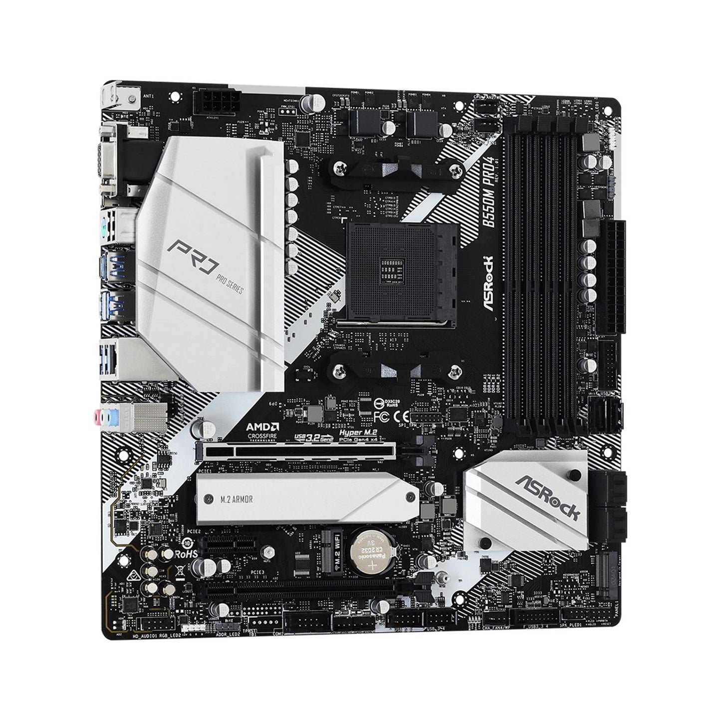 ASRock B550M Pro4 AMD AM4 Socket Motherboard, Micro-ATX DDR4 M2 LAN HDMI