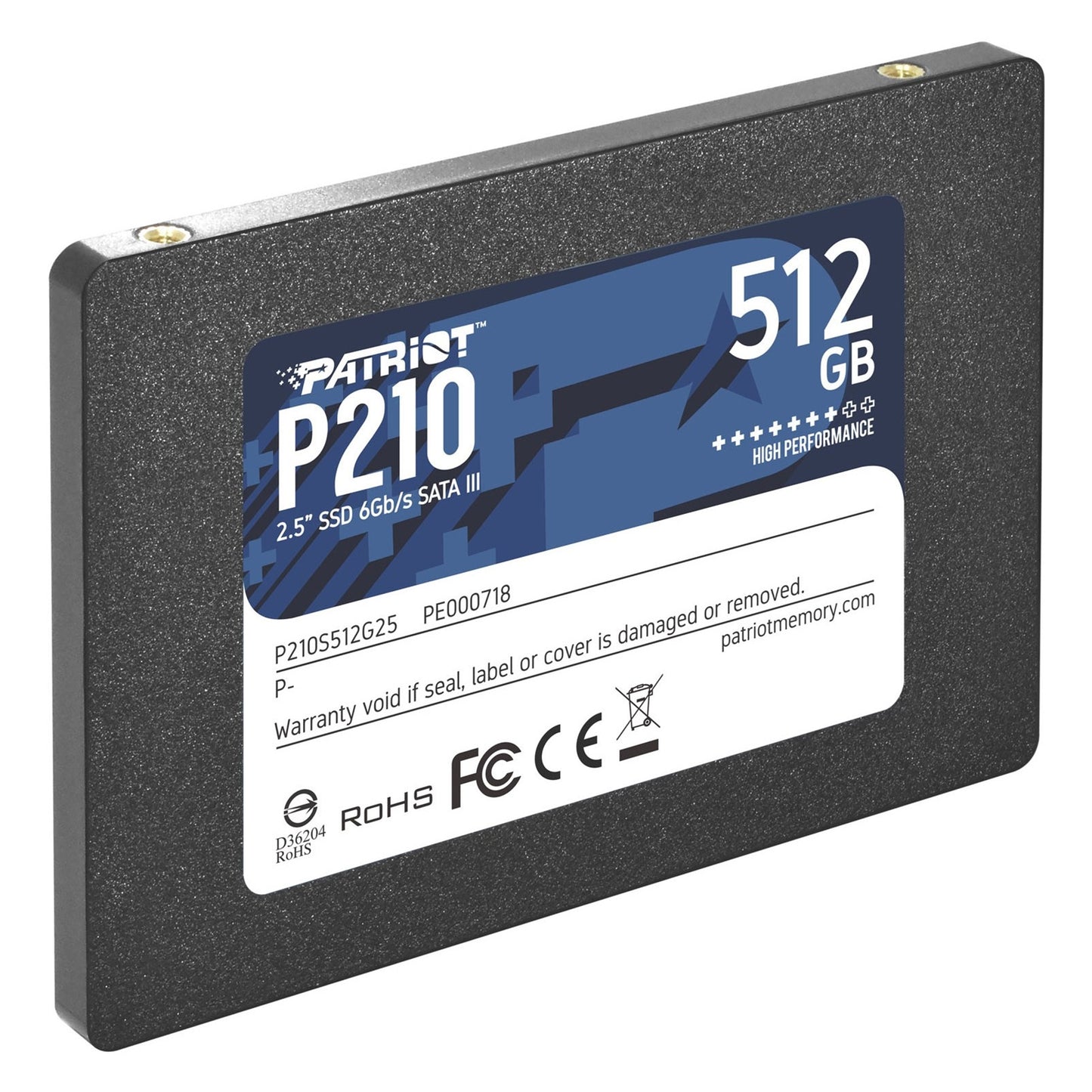 Patriot P210 (P210S512G25) 512GB 2.5 Inch SSD, Sata 3 Interface