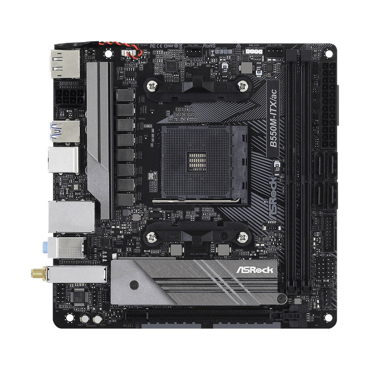 ASRock B550M-ITX/AC AMD AM4 Socket Motherboard, mITX, 2xDDR4, M.2, LAN, WiFi, DP