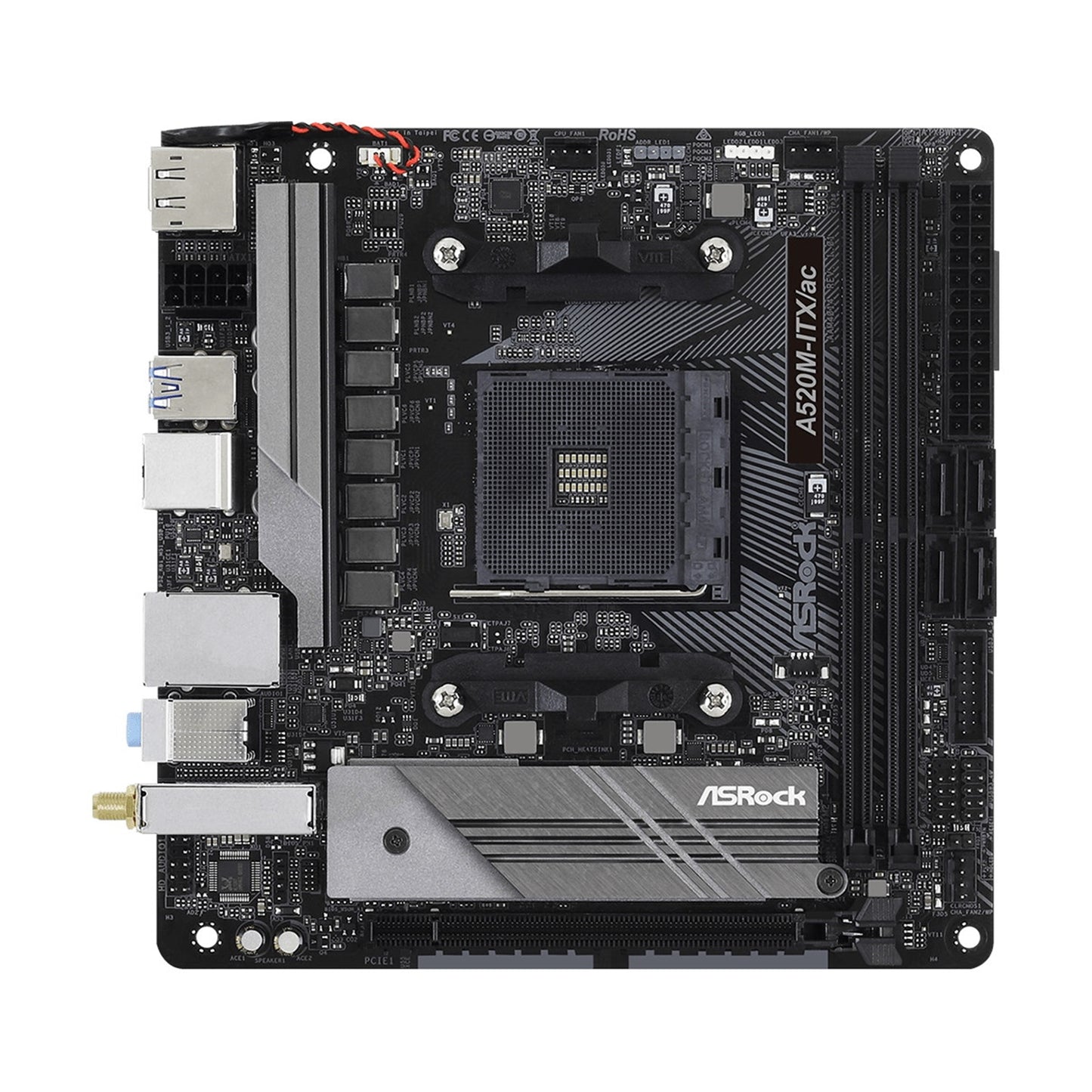 ASRock A520M-ITX/ac AMD AM4 Socket Motherboard, mITX 2xDDR4, M.2, WiFi-5 DP/HDMI