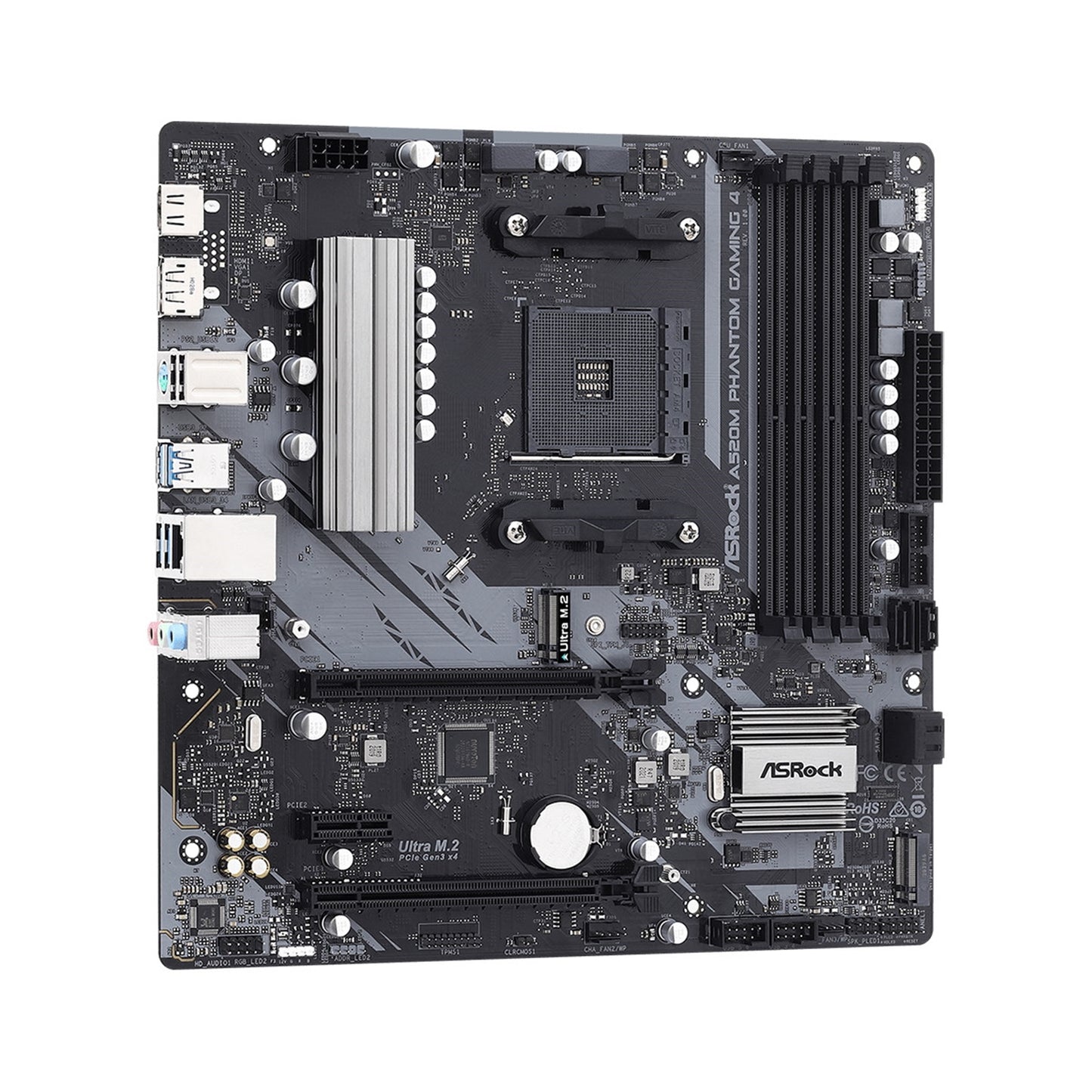 ASRock B550M Phantom Gaming 4 AMD AM4 Socket Motherboard, M-ATX DDR4 M2 LAN HDMI