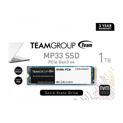Team MP33 1TB NVMe SSD M.2 Interface PCIe Gen3 2280 Read 1700MB/s Write 1400MB/s