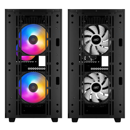 DeepCool MATREXX 40 3FS Gaming PC Case, Black Micro Tower Chassis Color LED Fans