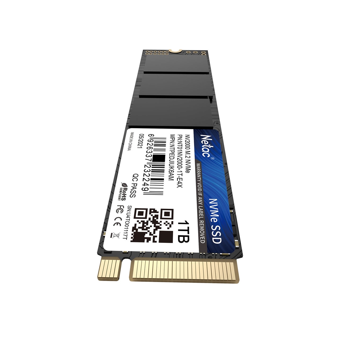 NETAC NV2000 (NT01NV2000-1T0-E4X) 1TB NVMe SSD, M.2 Interface, PCIe Gen3, 2280