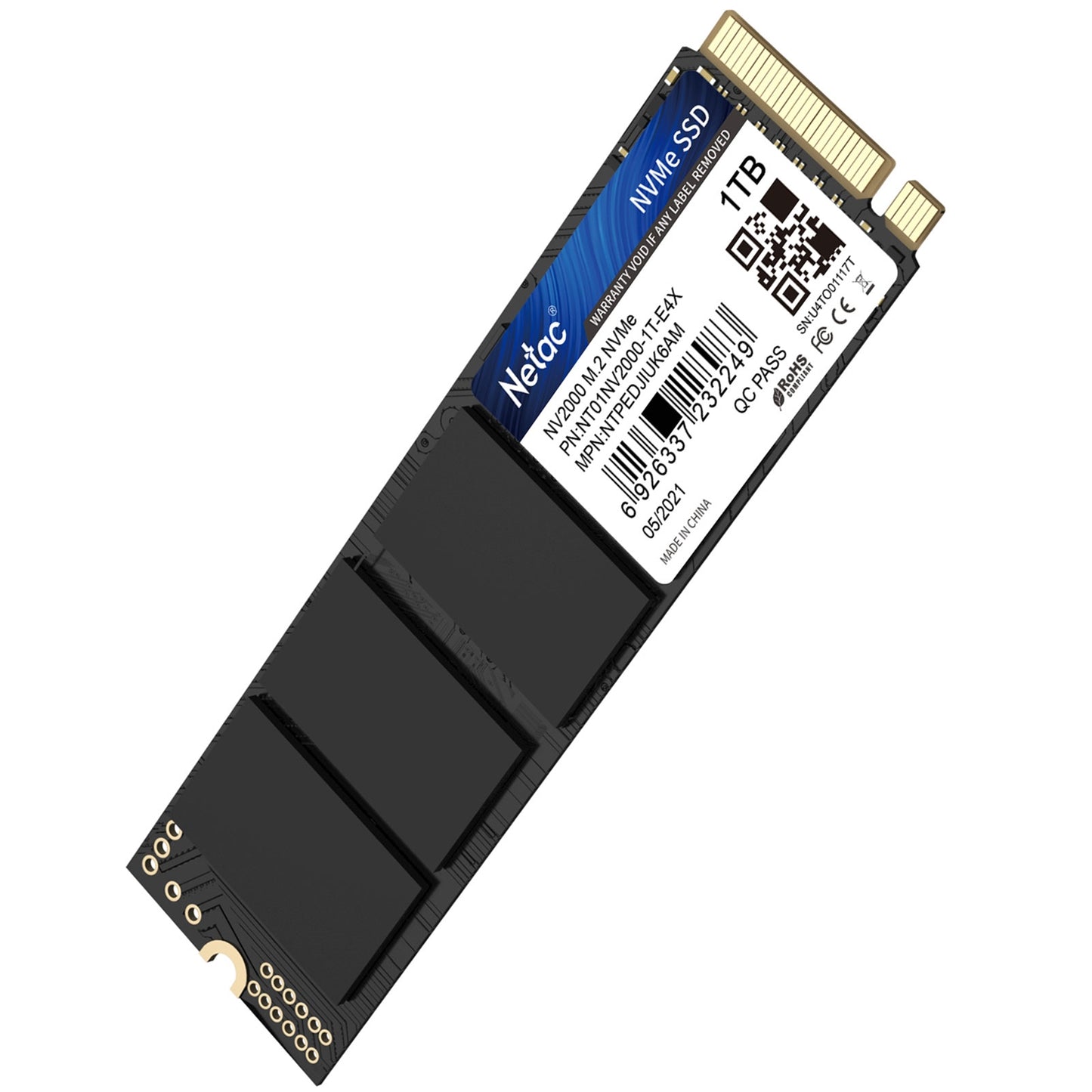 NETAC NV2000 (NT01NV2000-1T0-E4X) 1TB NVMe SSD, M.2 Interface, PCIe Gen3, 2280