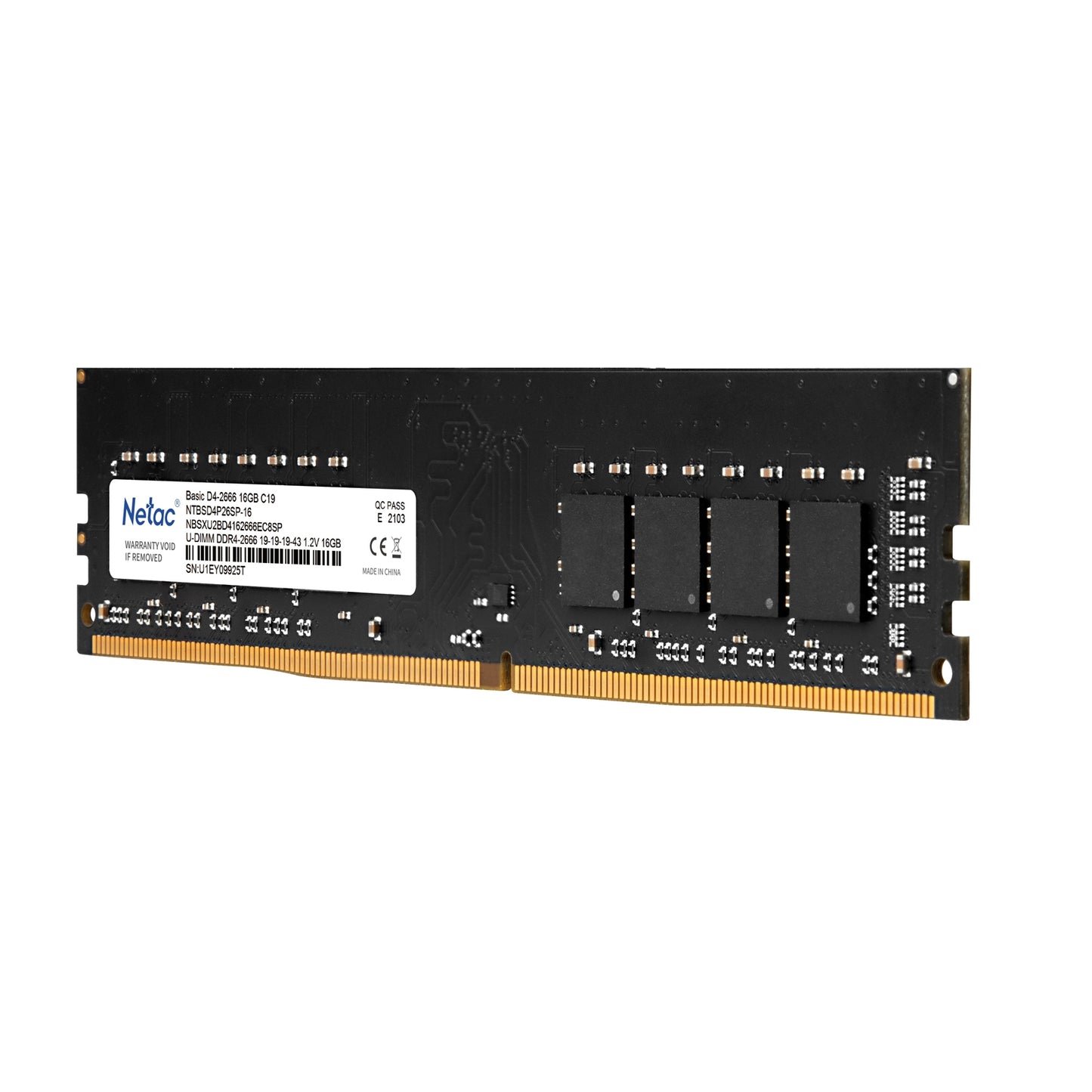 Netac NTBSD4P32SP-16 16GB DIMM System Memory, DDR4, 3200MHz, 288 Pin