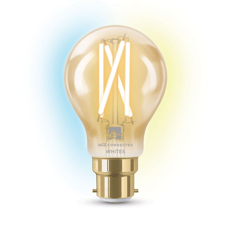 4lite WiZ LED A60 B22 Amber Filament Smart Bulbs, Pack of 2