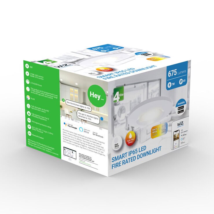 4lite WiZ Connected LED Fire Rated IP65 Down Light White