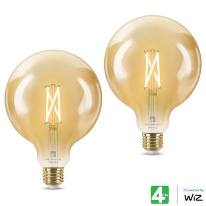 4lite WiZ Connected E27 Amber Filament Smart Bulbs, Pack of 2