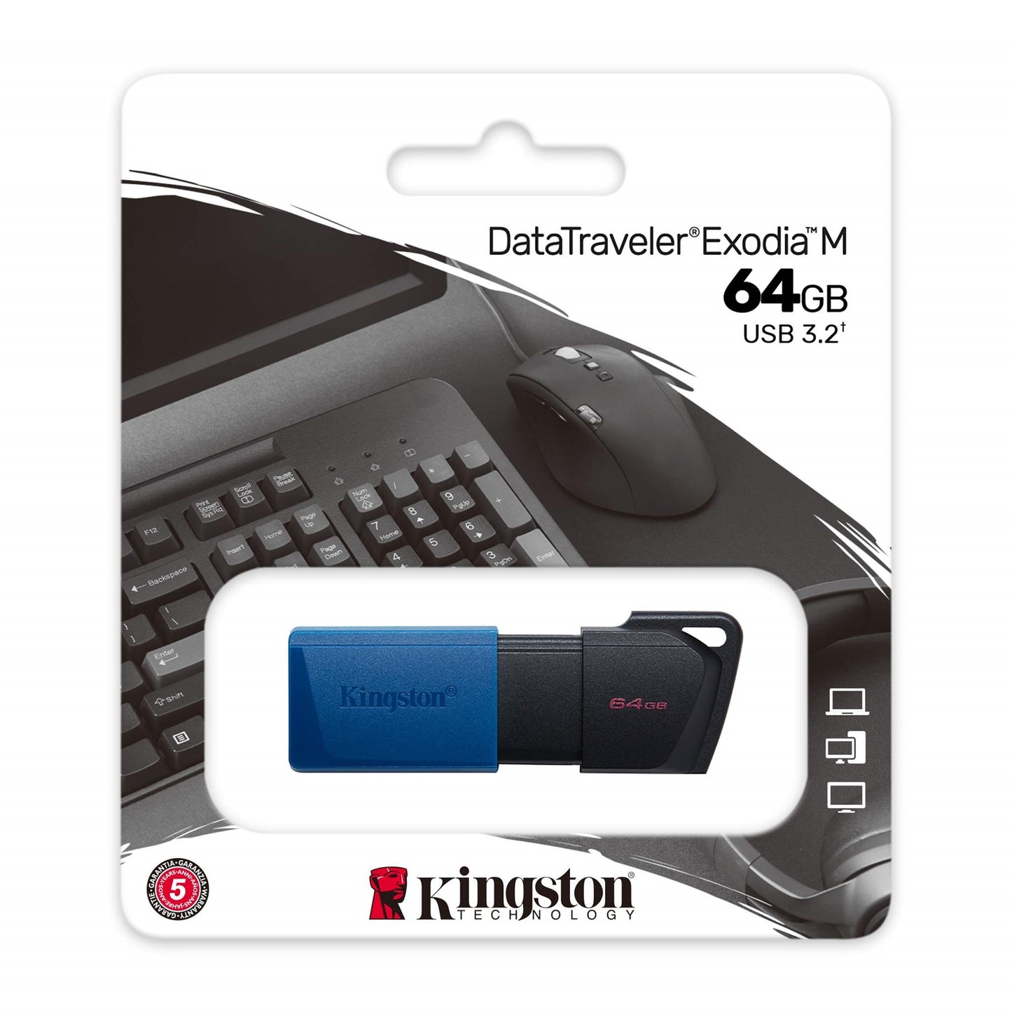 Kingston DataTraveler ExodiaM DTXM/64GB USB Flash Drive, 64GB, Blue / Black
