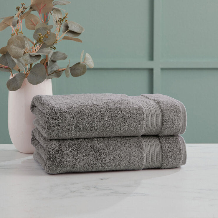 Grandeur 100% Cotton Grey Bath Towels, Pack of 2