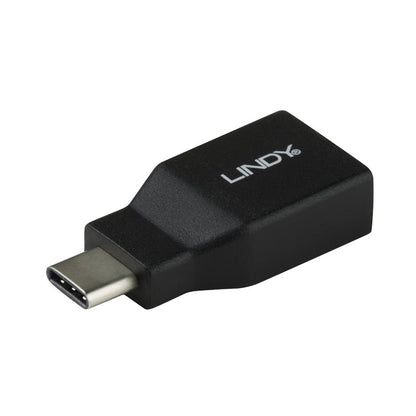 LINDY 41899 USB Adapter, USB 3.2 Type-C (M) to USB 3.2 Type-A (F), Black
