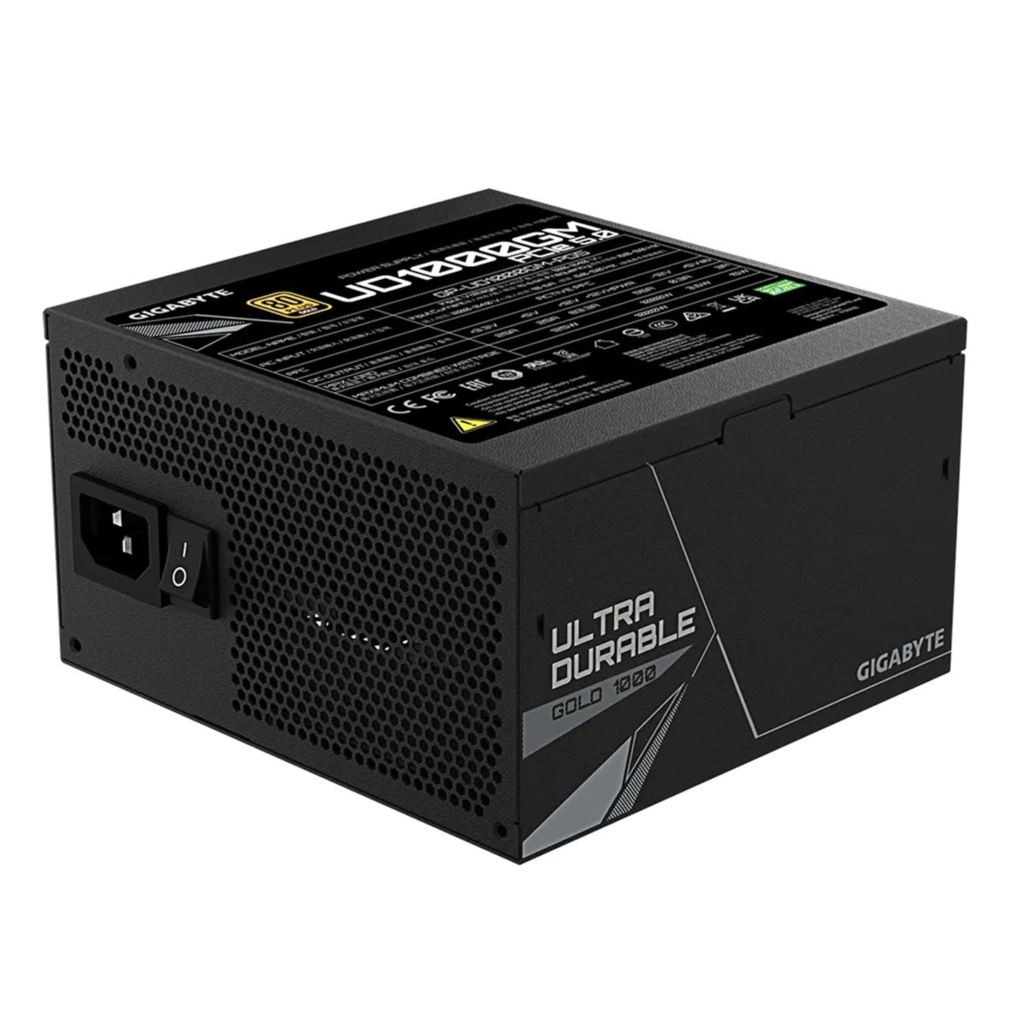GIGABYTE UD1000GM PG5 1000W Fully Modular PSU, 120mm Fan, JP Capacitors, UK Plug