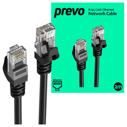 Prevo CAT6-BLK-2M Network Cable, RJ45 (M) to RJ45 (M), CAT6, 2m, Black