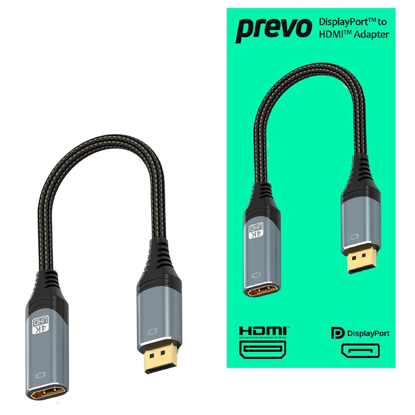 Prevo DPM-HDMIF-ADA Display Converter Adapter, DisplayPort (M) to HDMI (F), 0.2m