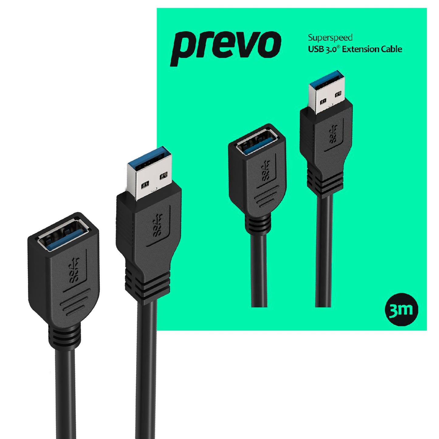 Prevo USBM-USBF-5M USB 3.0 Extension Cable USB Type-A(M) to USB Type-A(F) Black