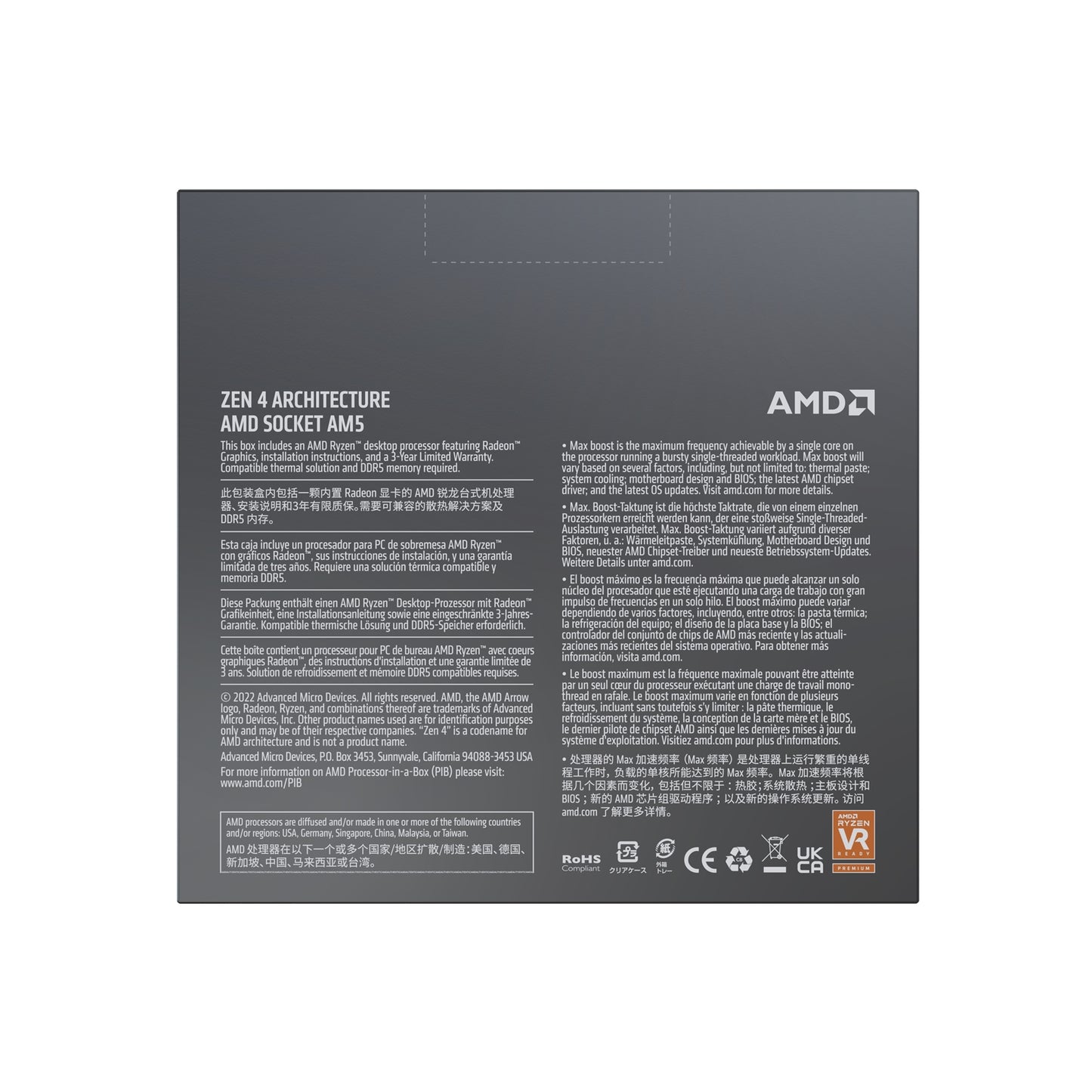 AMD Ryzen 9 7900X Processor, 12 Core, 24 Threads, 4.7GHz - 5.6GHz, 76MB, Radeon