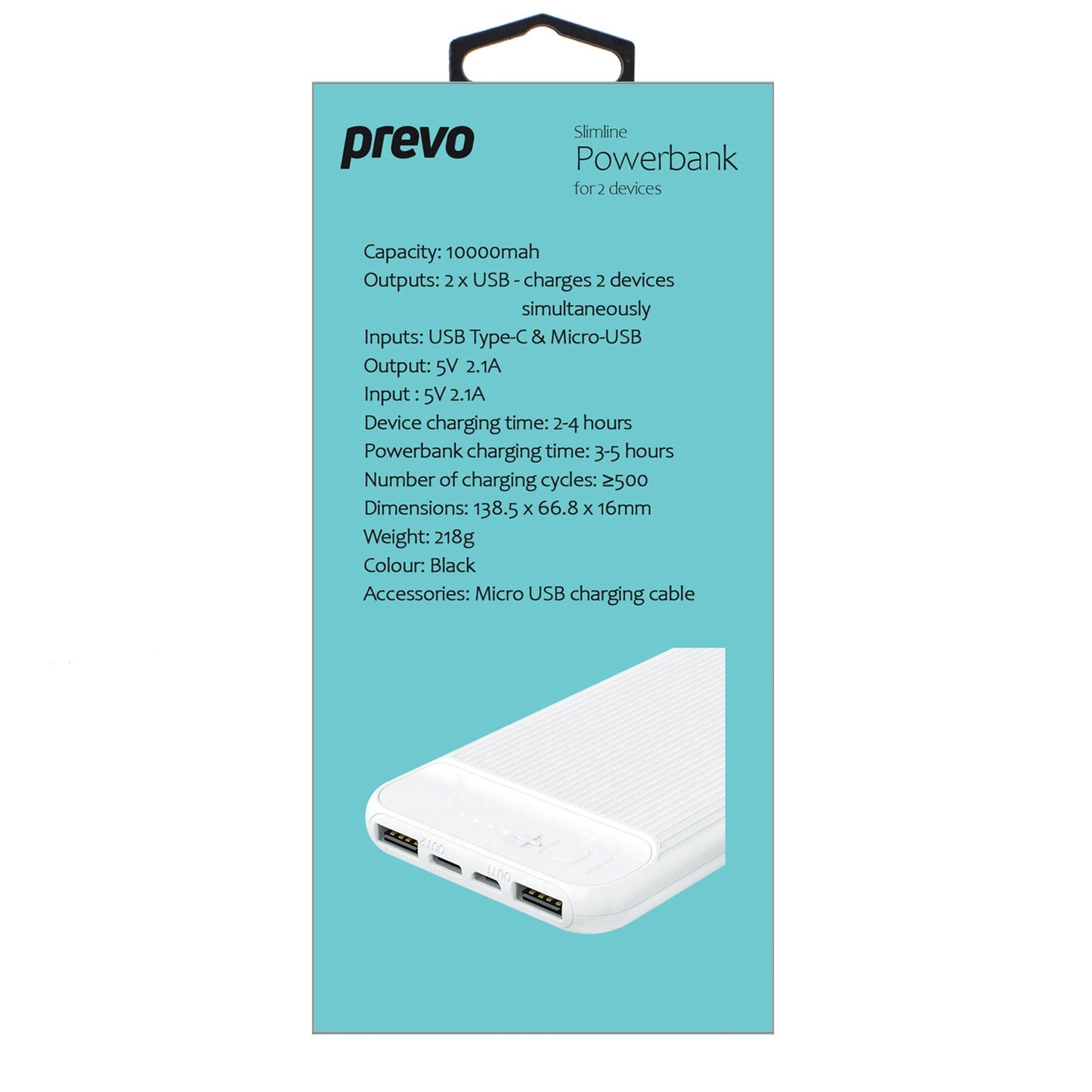 Prevo SP3012 Power bank, 10000mAh Portable Fast Charging for Smart Phones
