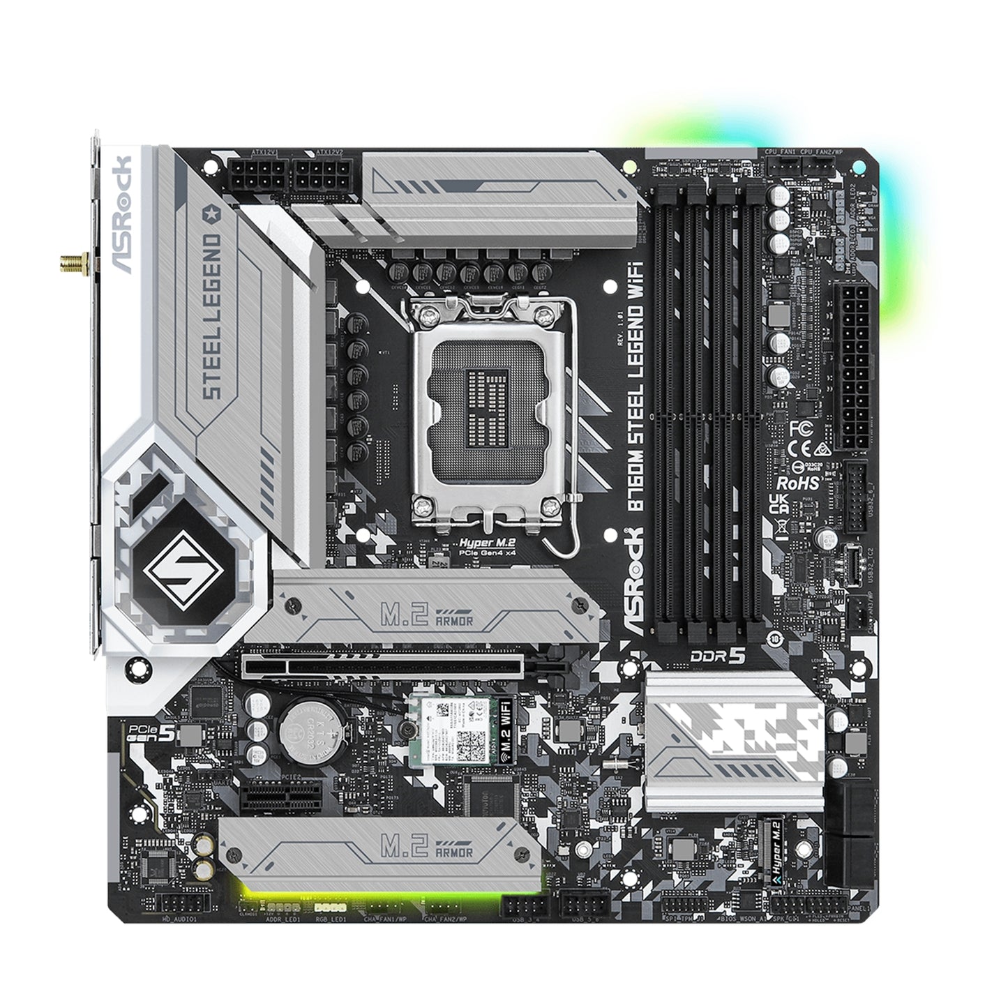 ASRock B760M Steel Legend WiFi Intel 1700 Socket Motherboard, ATX DDR5 M2 USB-C