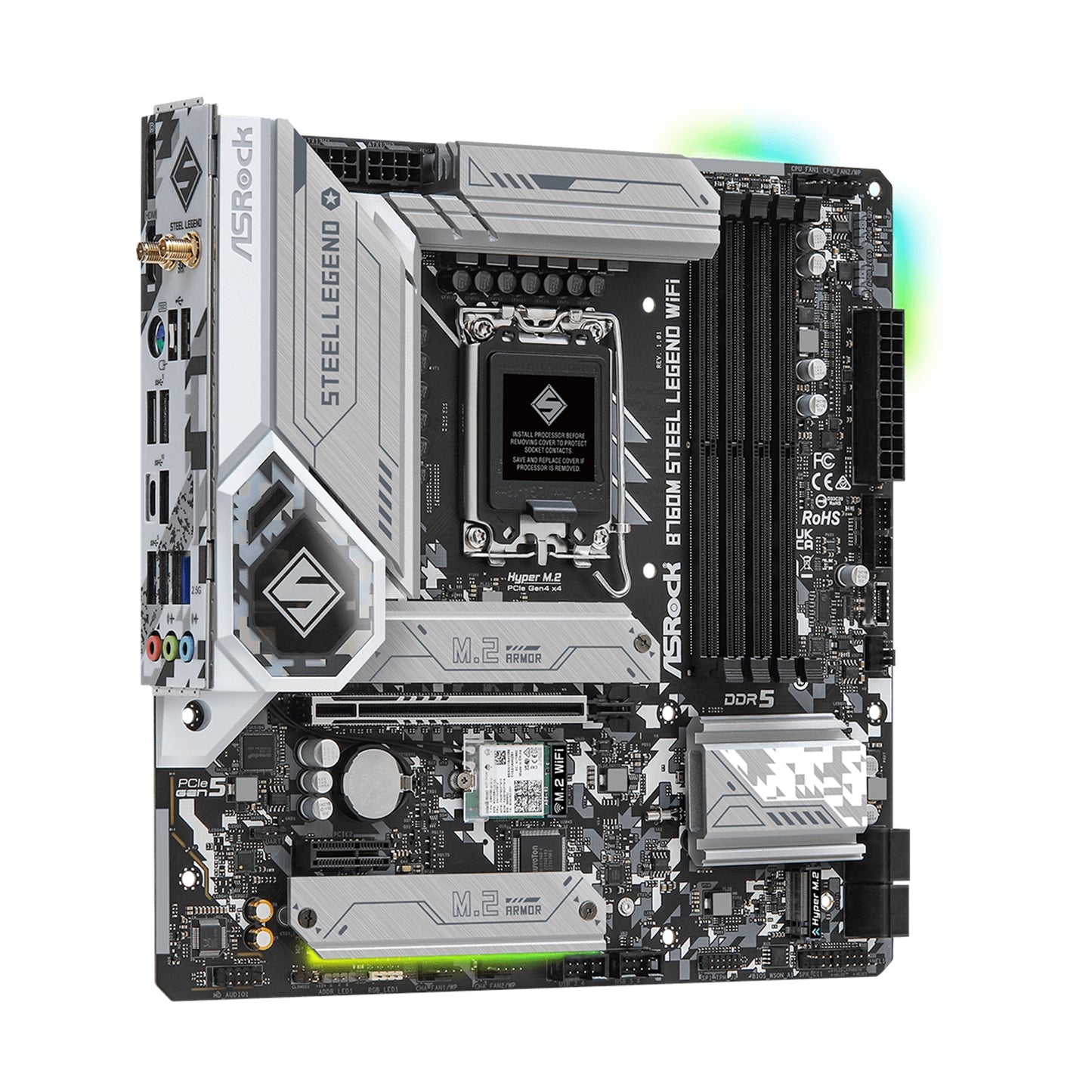 ASRock B760M Steel Legend WiFi Intel 1700 Socket Motherboard, ATX DDR5 M2 USB-C