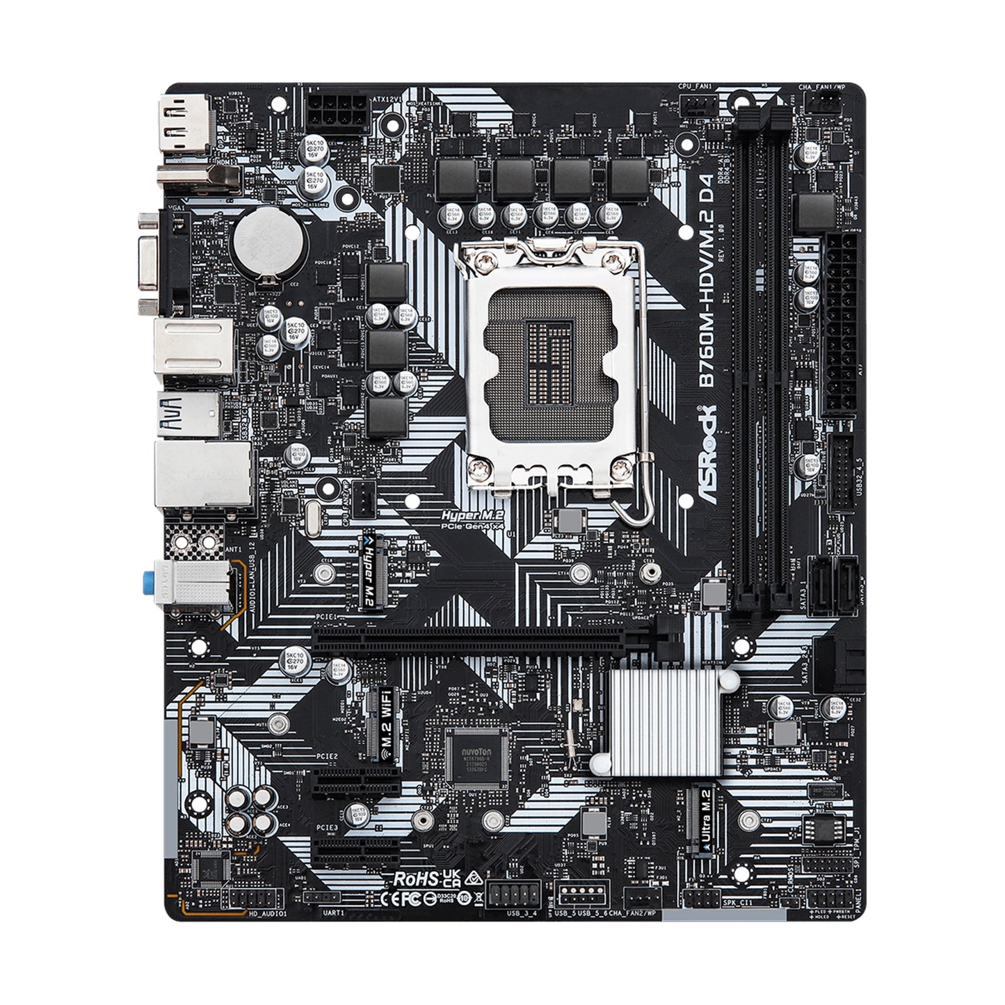Asrock B760M-HDV/M.2 D4, Intel B760 1700 Micro-ATX DDR4 VGA HDMI DP LAN PCIe4 M2