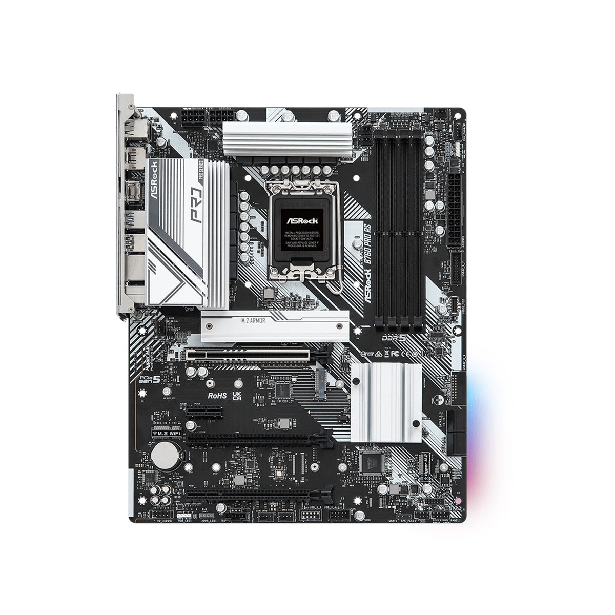 ASRock B760 PRO RS Intel 1700 Socket Motherboard, ATX, 4xDDR5, 3xM2, Fitted I/O