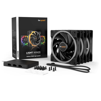 be quiet! Light Wings PWM High Speed aRGB Fan Pack 120mm, 2500RPM, 4-Pin PWM Fan
