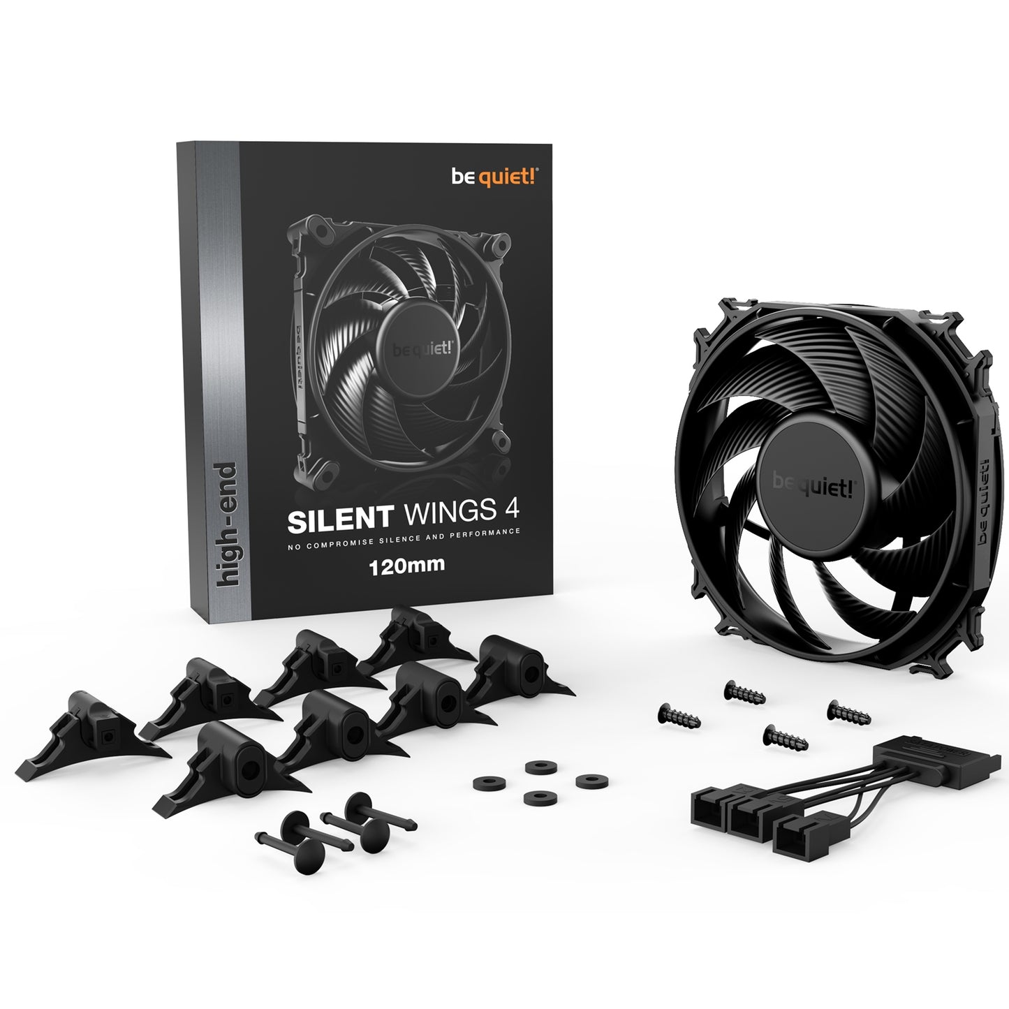 be quiet! Silent Wings 4 Black Fan, 120mm, 1600RPM, 3-Pin Fan Connector, Black