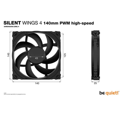 be quiet! Silent Wings 4 PWM High Speed Black Fan, 140mm, 1900RPM