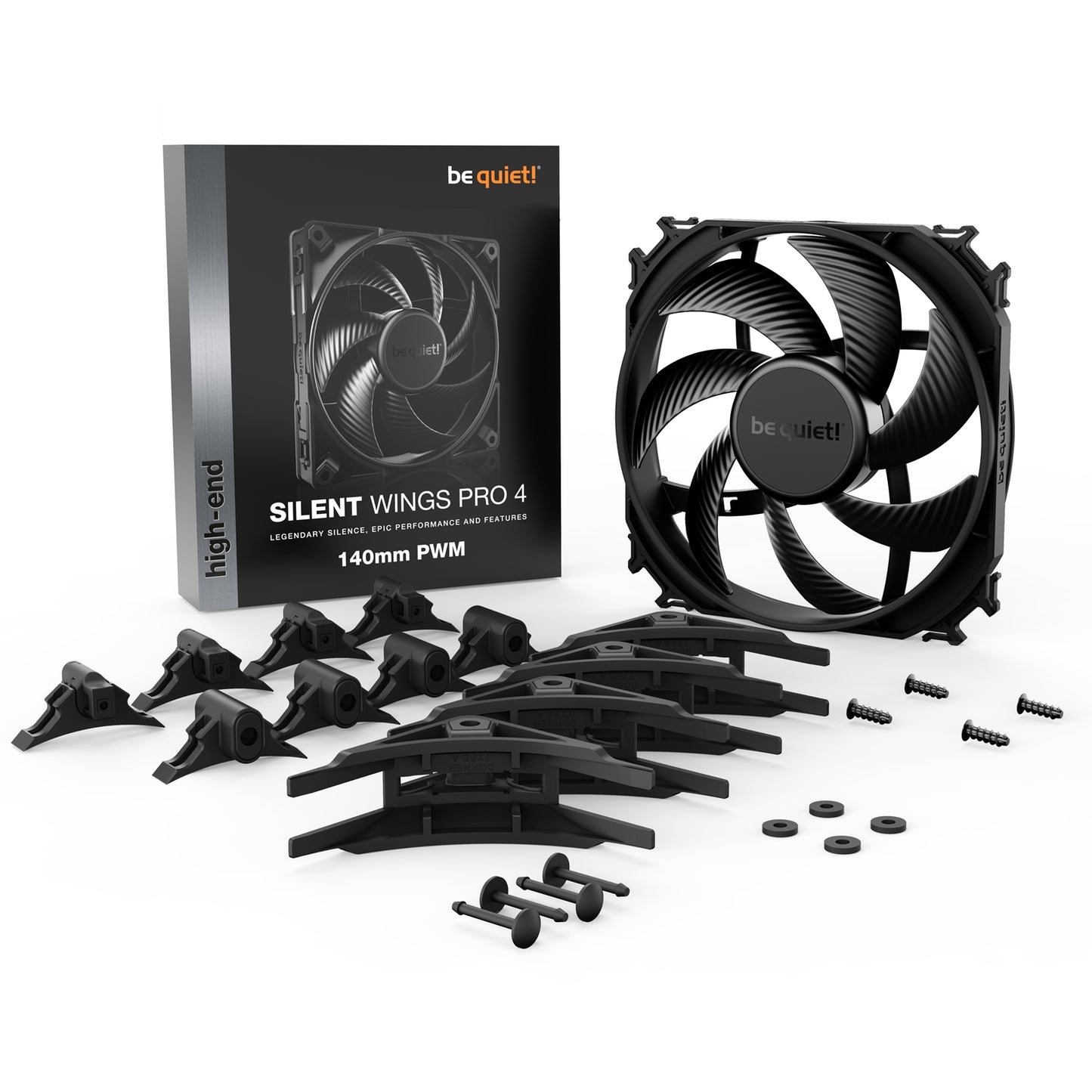 be quiet! Silent Wings Pro 4 PWM Black Fan 140mm 2400RPM 4-Pin PWM Fan Connector