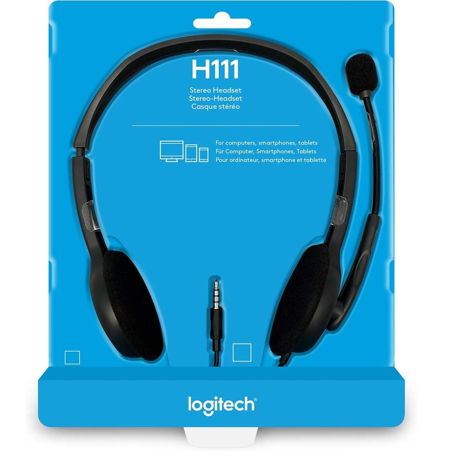 Logitech H111 Wired Headset, Stereo Sound, 3.5mm, Noise-Cancelling Microphone