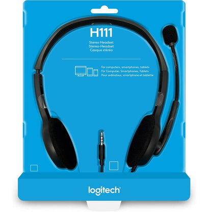 Logitech H111 Wired Headset, Stereo Sound, 3.5mm, Noise-Cancelling Microphone