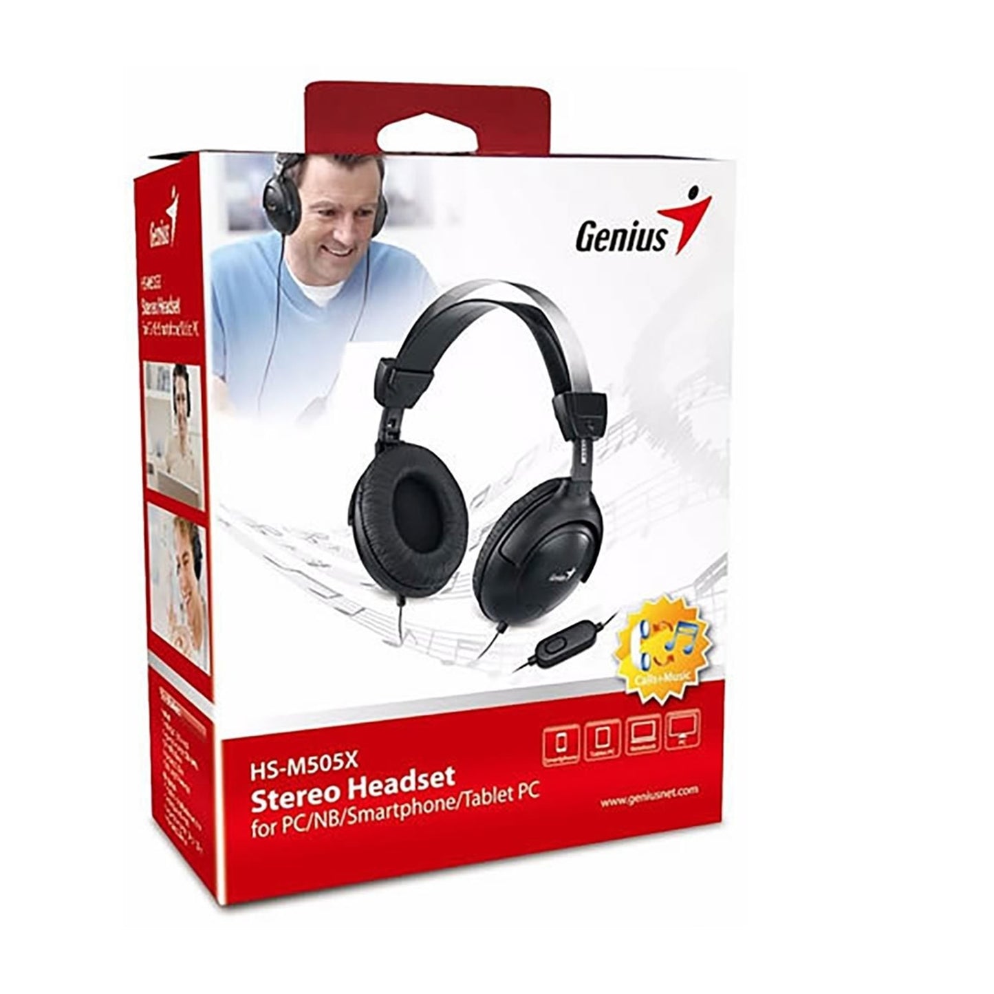 Genius HS-M505X Noise-cancelling Headset with Mic, 3.5mm, Volume Control, Black